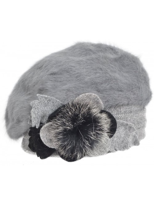 Berets Women's 100% Wool Bucket Hat Felt Cloche Beret Dress Winter Beanie Hats - Angora-grey - CQ1862IN5M7 $17.64