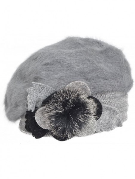 Berets Women's 100% Wool Bucket Hat Felt Cloche Beret Dress Winter Beanie Hats - Angora-grey - CQ1862IN5M7 $17.64