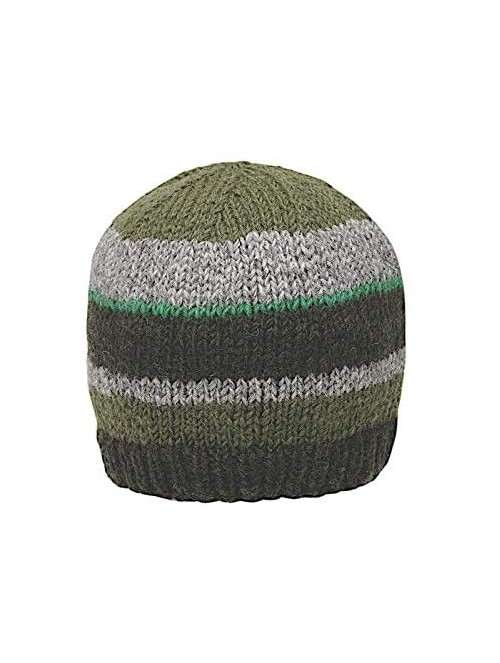 Skullies & Beanies Men's Warm Winter Wool Knit Eric Beanie - Ethical Fair Trade Production - Handmade in Nepal - Dark Green -...