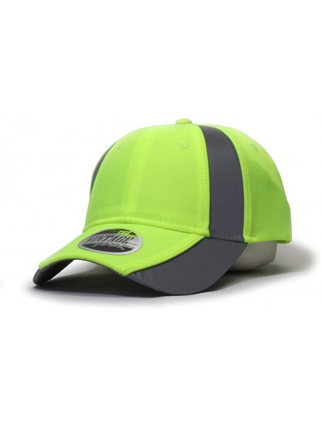 Baseball Caps Reflective High Visibility Piping Neon Polyester Twill Low Profile Baseball Cap - Neon Yellow/Ref.gray - C6186D...