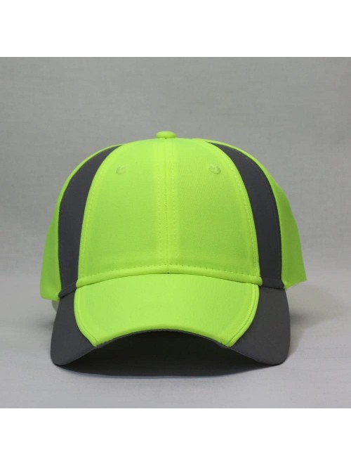 Baseball Caps Reflective High Visibility Piping Neon Polyester Twill Low Profile Baseball Cap - Neon Yellow/Ref.gray - C6186D...