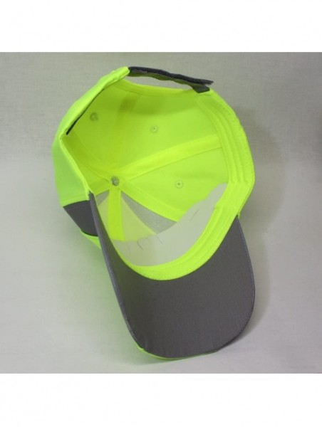 Baseball Caps Reflective High Visibility Piping Neon Polyester Twill Low Profile Baseball Cap - Neon Yellow/Ref.gray - C6186D...