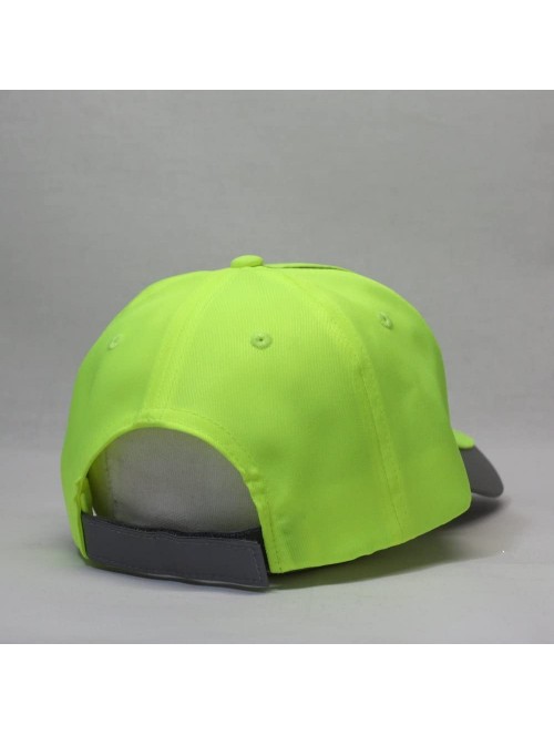 Baseball Caps Reflective High Visibility Piping Neon Polyester Twill Low Profile Baseball Cap - Neon Yellow/Ref.gray - C6186D...