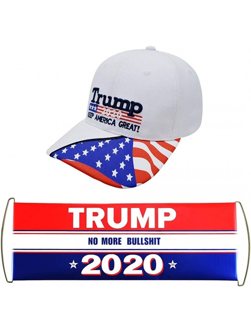 Baseball Caps Trump 2020 Hat & Flag Keep America Great Campaign Embroidered/Printed Signature USA Baseball Cap - White Flag -...