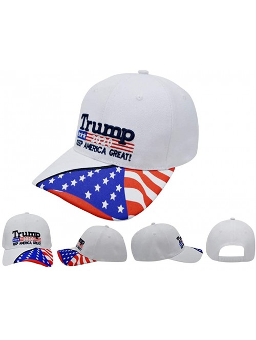 Baseball Caps Trump 2020 Hat & Flag Keep America Great Campaign Embroidered/Printed Signature USA Baseball Cap - White Flag -...