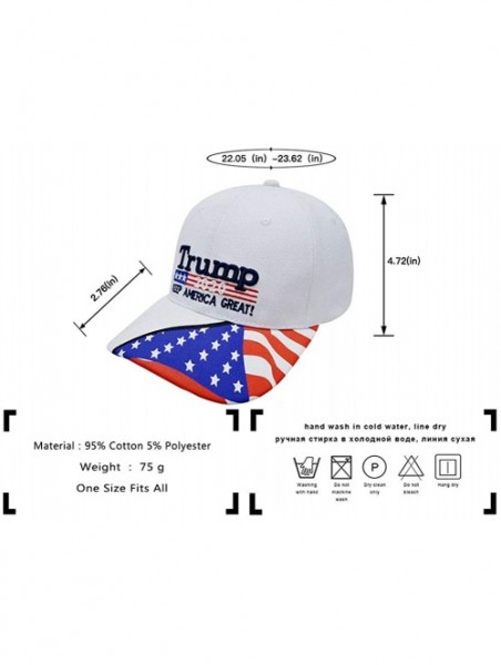 Baseball Caps Trump 2020 Hat & Flag Keep America Great Campaign Embroidered/Printed Signature USA Baseball Cap - White Flag -...