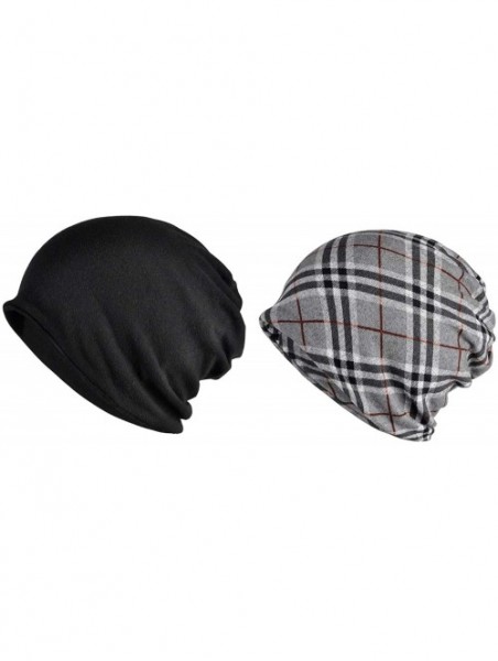 Skullies & Beanies 2 Pack Slouchy Ponytail Beanie Hat for Men Women Stretchy Multifunction Bandana Face Cover Jogging Cycling...