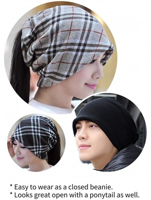 Skullies & Beanies 2 Pack Slouchy Ponytail Beanie Hat for Men Women Stretchy Multifunction Bandana Face Cover Jogging Cycling...