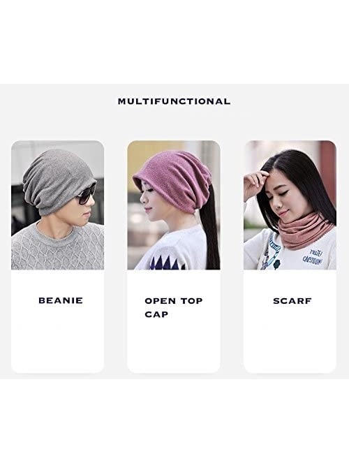 Skullies & Beanies 2 Pack Slouchy Ponytail Beanie Hat for Men Women Stretchy Multifunction Bandana Face Cover Jogging Cycling...