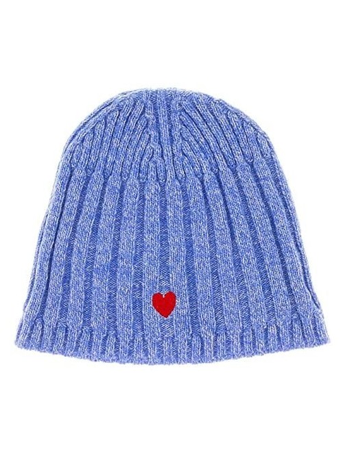 Skullies & Beanies Wool Blend Chunky Ribbed Beanie Hat for womens - Blue - CD128FX0YIN $41.88