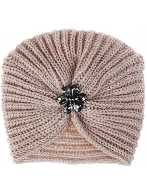 Skullies & Beanies Indian Stretchy Crystal Knitted Hemming - Pink - CB18Y3L7SY0 $9.48