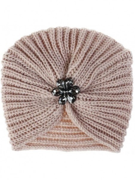 Skullies & Beanies Indian Stretchy Crystal Knitted Hemming - Pink - CB18Y3L7SY0 $9.48