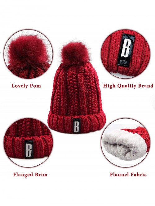 Skullies & Beanies Womens Winter Beanie Hat Scarf Set Warm Fuzzy Knit Hat Neck Scarves - Red - CE192R8LYUW $17.28
