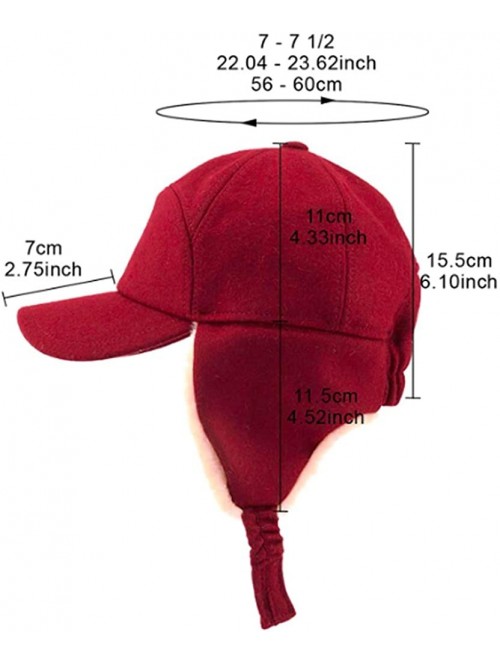 Baseball Caps Men Women Fashion Woolen Baseball Hat with Visor and Ear Flaps Winter Warm Cap - Red - C618N6U7W6U $24.90