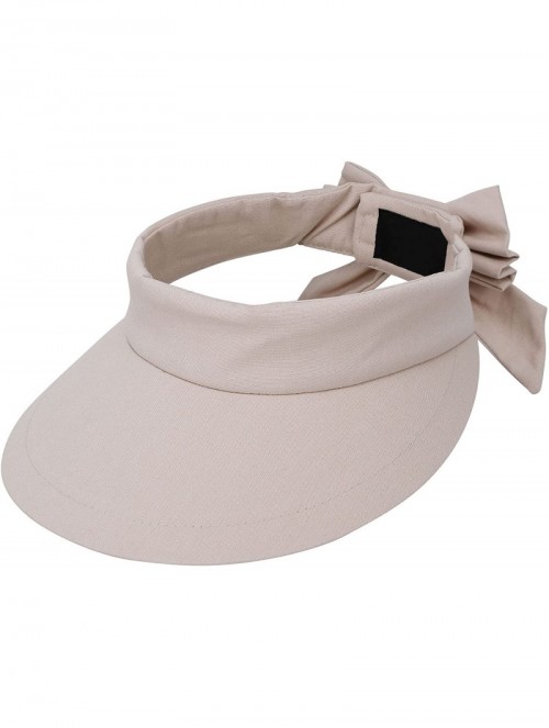 Sun Hats Womens Summer Packable UV Protective Wide Brim UPF 50+ Sun Visor Hat - Beige - CD18D5QQ8O8 $12.44