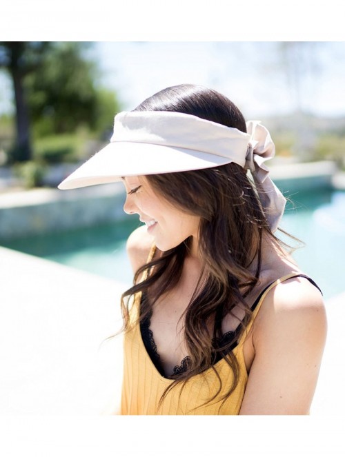 Sun Hats Womens Summer Packable UV Protective Wide Brim UPF 50+ Sun Visor Hat - Beige - CD18D5QQ8O8 $12.44