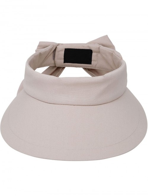 Sun Hats Womens Summer Packable UV Protective Wide Brim UPF 50+ Sun Visor Hat - Beige - CD18D5QQ8O8 $12.44