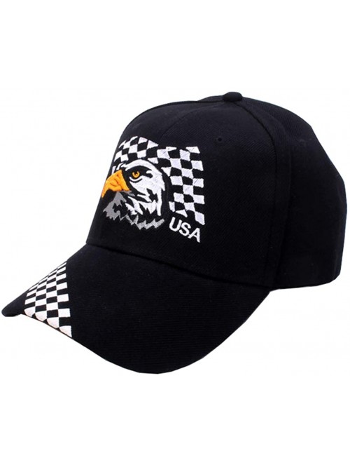 Baseball Caps USA-Flag Eagles-Hat American Baseball-Cap Embroidered - Grid_black - CL18Q8HTQH5 $11.92