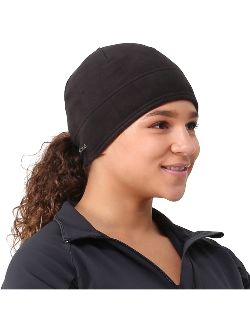 Skullies & Beanies Women's Microfleece Ponytail Hat - Solid Black - C112DI2B3M7 $25.54