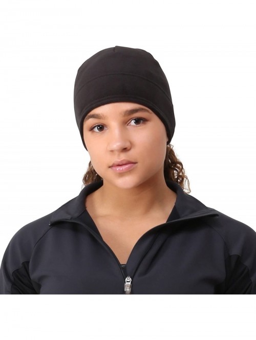 Skullies & Beanies Women's Microfleece Ponytail Hat - Solid Black - C112DI2B3M7 $25.54