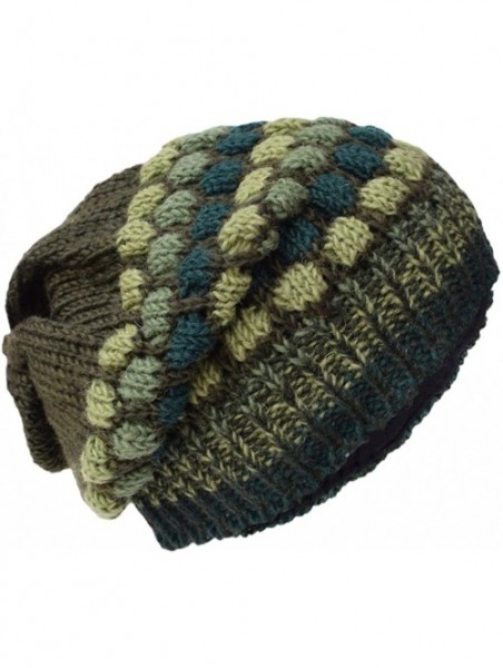 Skullies & Beanies Woolen Knitted Fleece Lined Multicoloured Beanie Hats - Q - CE12NYEAGR1 $37.10