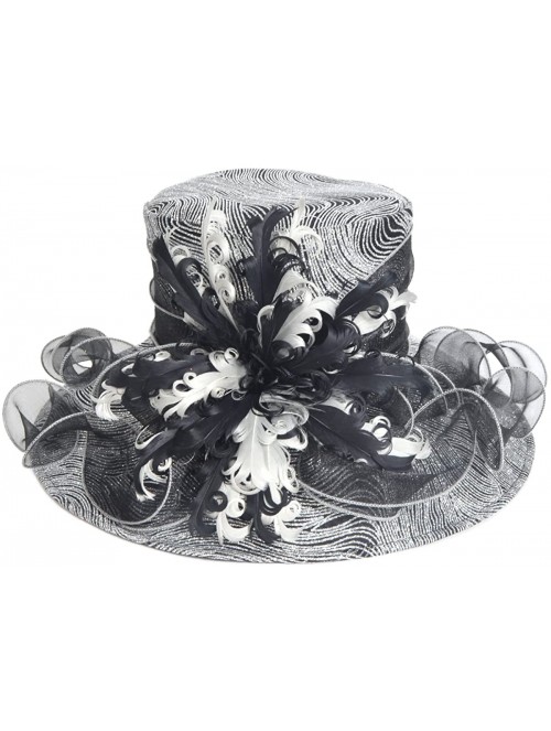 Sun Hats Ladies's Kentucky Derby Church Wedding Luxury Dress Hat - Silver - C312MYZYMXV $35.83