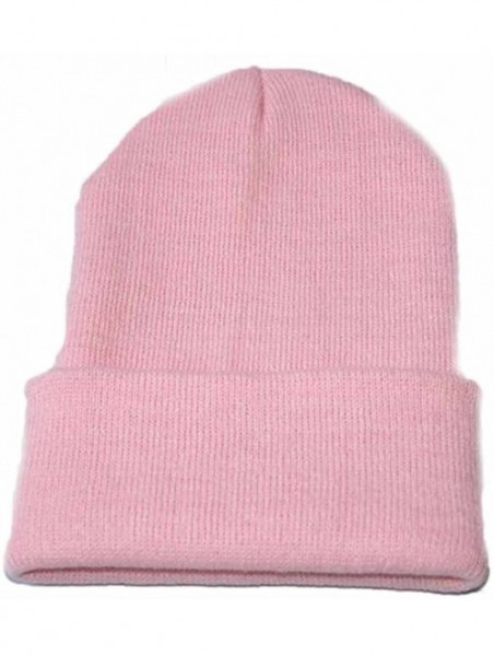 Skullies & Beanies Unisex Slouchy Knitting Beanie Hip Hop Cap Warm Winter Ski Hat - Pink - CR18AU2NU22 $12.30