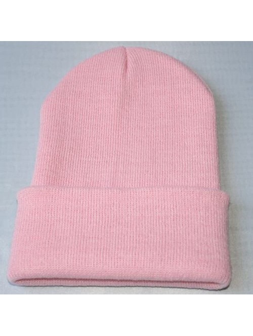 Skullies & Beanies Unisex Slouchy Knitting Beanie Hip Hop Cap Warm Winter Ski Hat - Pink - CR18AU2NU22 $12.30