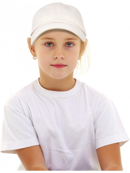 Baseball Caps Youth Childrens Cotton Cap Plain Hat Black Khaki Navy Pink Red White - Beige - CE18GG8X868 $13.92