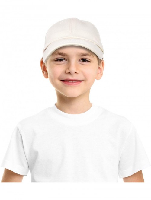 Baseball Caps Youth Childrens Cotton Cap Plain Hat Black Khaki Navy Pink Red White - Beige - CE18GG8X868 $13.92