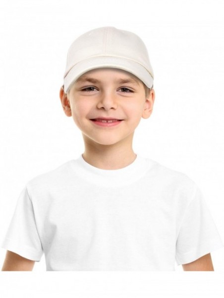 Baseball Caps Youth Childrens Cotton Cap Plain Hat Black Khaki Navy Pink Red White - Beige - CE18GG8X868 $13.92