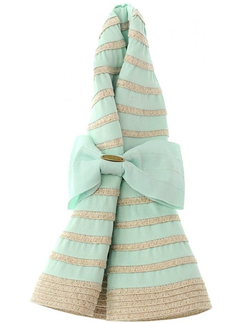 Sun Hats Women's Two Tone Weaved Removable Bow Floppy Brim Sun Hat - Mint - C812CU9TM13 $10.68