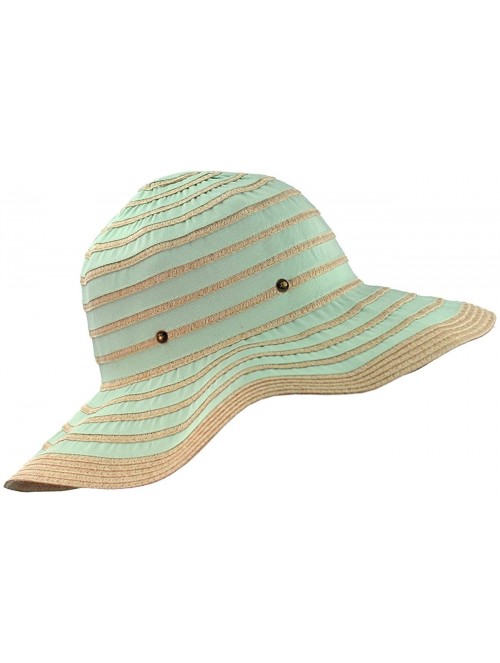 Sun Hats Women's Two Tone Weaved Removable Bow Floppy Brim Sun Hat - Mint - C812CU9TM13 $10.68