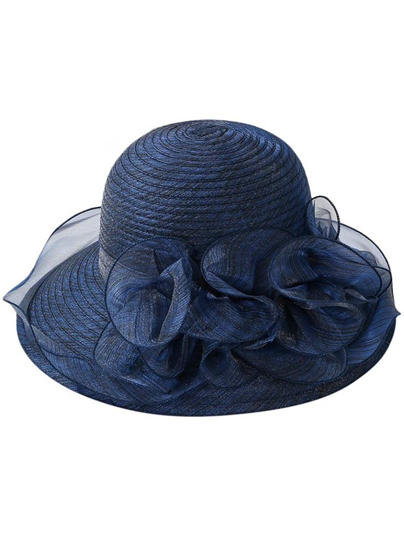 Skullies & Beanies Kentucky Derby Hat- Women's Organza Church Kentucky Derby Fascinator Bridal Tea Party Wedding Hat - Navy1 ...