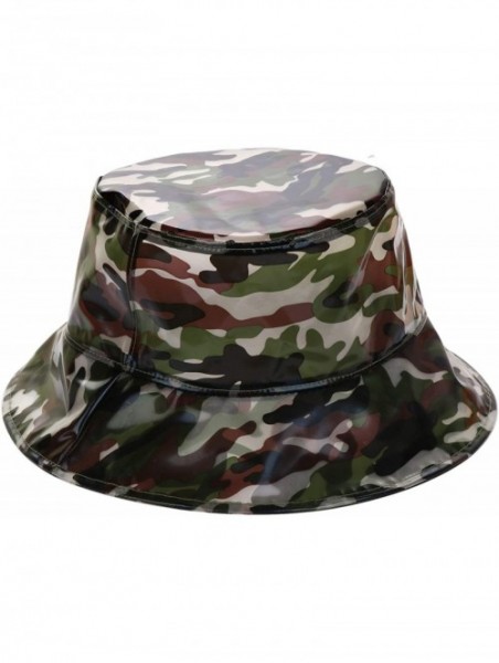 Bucket Hats Clear PVC Bucket Hat Vinyl Rain Hat Designer Style - Grey Camo (Soft) - C1199RAIAE6 $19.42