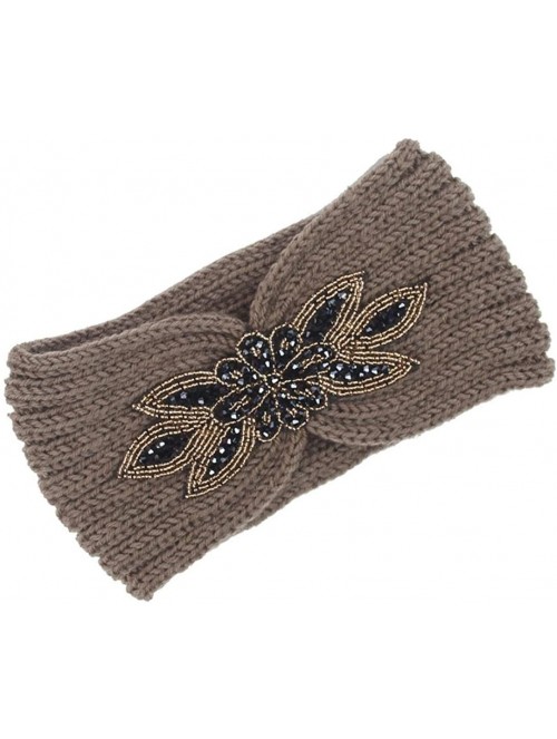 Headbands Bohemia Headband- Women Diamond Knitting Handmade Keep Warm Hairband - Khaki - CZ186RIXIZW $9.63