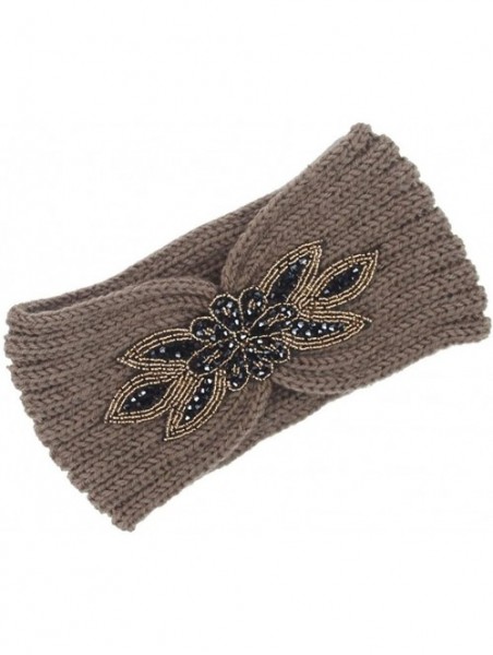 Headbands Bohemia Headband- Women Diamond Knitting Handmade Keep Warm Hairband - Khaki - CZ186RIXIZW $9.63