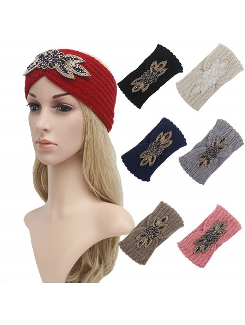 Headbands Bohemia Headband- Women Diamond Knitting Handmade Keep Warm Hairband - Khaki - CZ186RIXIZW $9.63