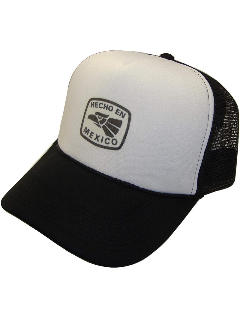 Baseball Caps Hecho En Mexico Symbol Center Logo Mesh Trucker Cap (One Size- Black/White) - C811QM5MU25 $24.01