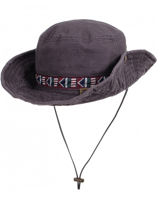 Sun Hats Boonie Bush Hat Aztec Pattern Wide Brim Side Snap KR8752 - Grey - CA184S8NHWM $33.26