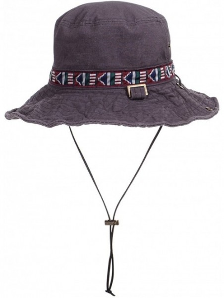 Sun Hats Boonie Bush Hat Aztec Pattern Wide Brim Side Snap KR8752 - Grey - CA184S8NHWM $33.26