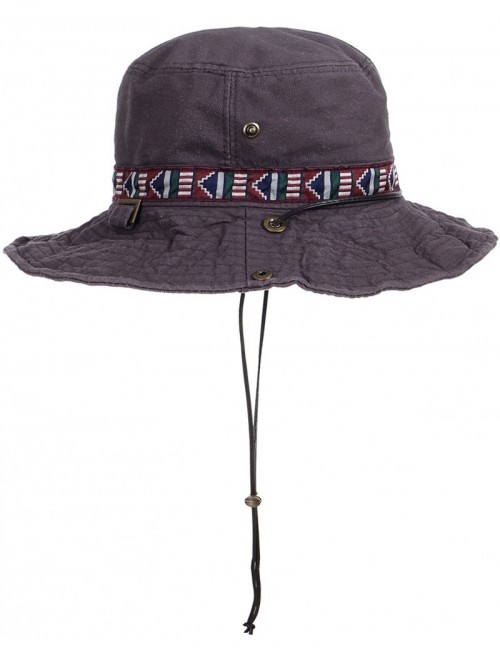 Sun Hats Boonie Bush Hat Aztec Pattern Wide Brim Side Snap KR8752 - Grey - CA184S8NHWM $33.26