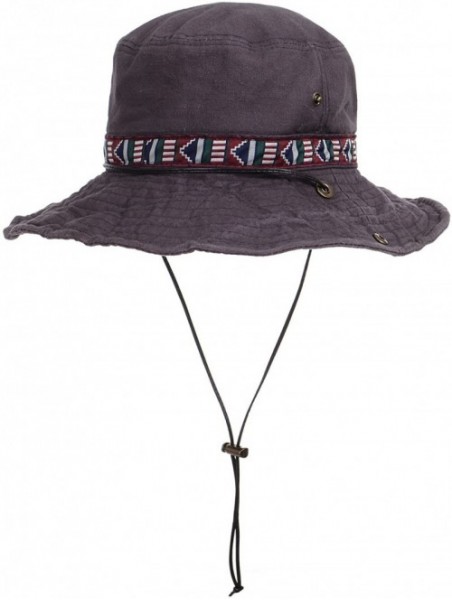 Sun Hats Boonie Bush Hat Aztec Pattern Wide Brim Side Snap KR8752 - Grey - CA184S8NHWM $33.26