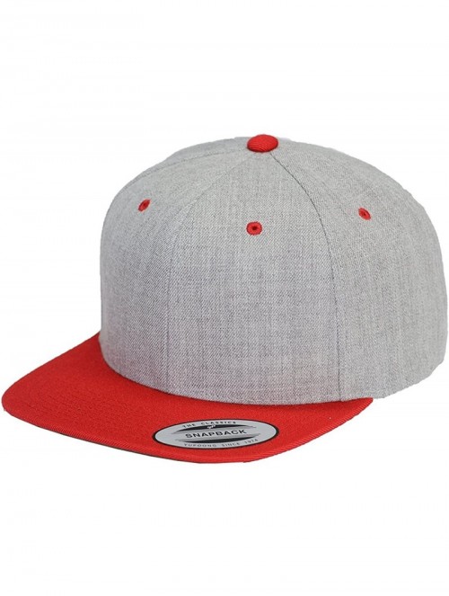 Baseball Caps Classic Snapback Pro-Style Wool Cap - Heather/Red - CE12OCODSPC $10.55