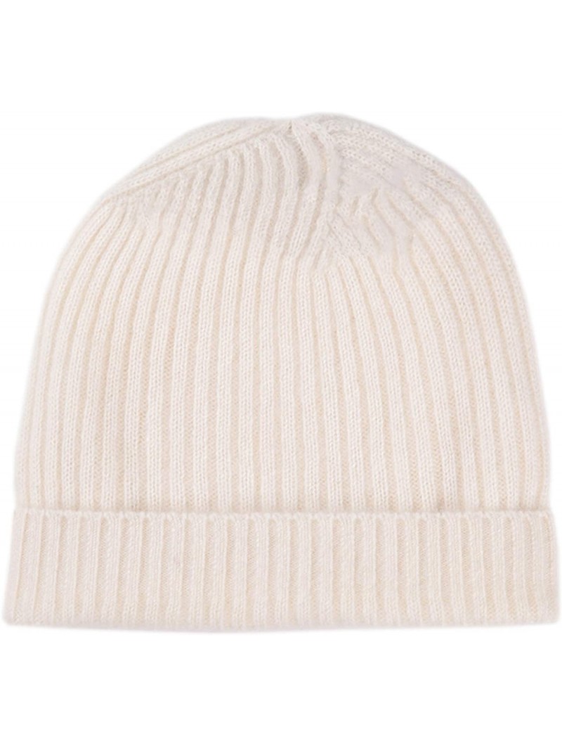 Skullies & Beanies Pure 100% Cashmere Beanie for Men- Warm Soft Mens Cashmere Hat in a Gift Box - White - CX18I90377C $47.03