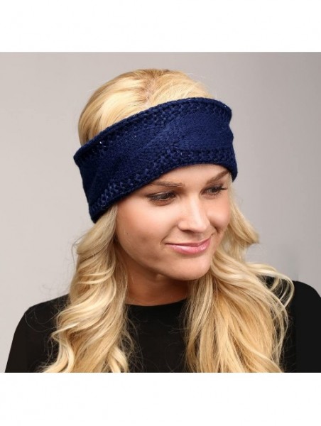 Cold Weather Headbands Me Plus Women Winter Soft Faux Fur Fleece Lining Cable Knitted Headwrap Headband Ear Warmer - CE18YAO5...