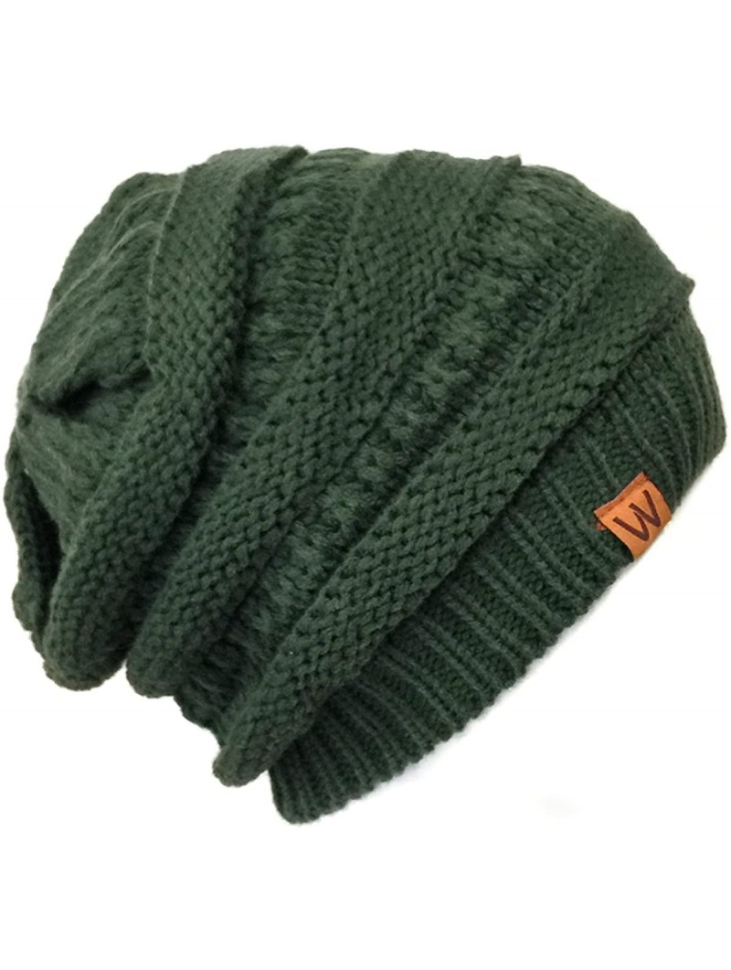 Skullies & Beanies Winter Thick Knit Beanie Slouchy Beanie for Men & Women - Hunter Green - C711VHKK6FX $14.46