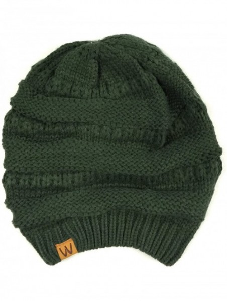 Skullies & Beanies Winter Thick Knit Beanie Slouchy Beanie for Men & Women - Hunter Green - C711VHKK6FX $14.46