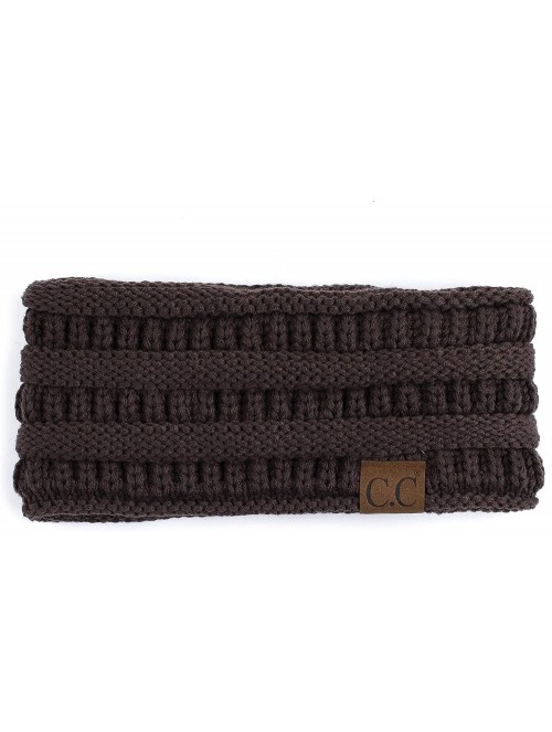 Headbands Stretch Ribbed Ear Warmer Head Band with Ponytail Holder (HW-21) (HW-817) (HW-826) - Brown - CO18SE2I7IM $17.07