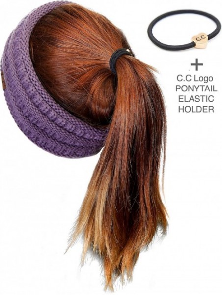 Headbands Stretch Ribbed Ear Warmer Head Band with Ponytail Holder (HW-21) (HW-817) (HW-826) - Brown - CO18SE2I7IM $17.07